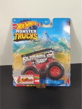 Hot Wheels Monster Trucks 1:64 HW 5 ALARM Truck W/ Crushed Car